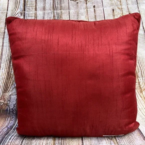 Throw Pillow Foxes Embroidered Trees Ice Skating Winter Holiday Forest Whimsy - Picture 2 of 6